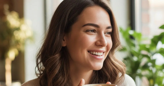 Confident woman with radiant, makeup-free skin after using Petal Micro-Infusion System