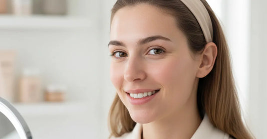 Confident smile after safe microneedling with professional guidance or at-home Petal system