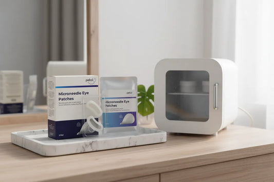 Petal chilled eye patches stored for cooling effect