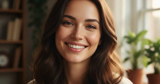 Confident woman with radiant, stress-resilient skin after using Petal Micro-Infusion System.