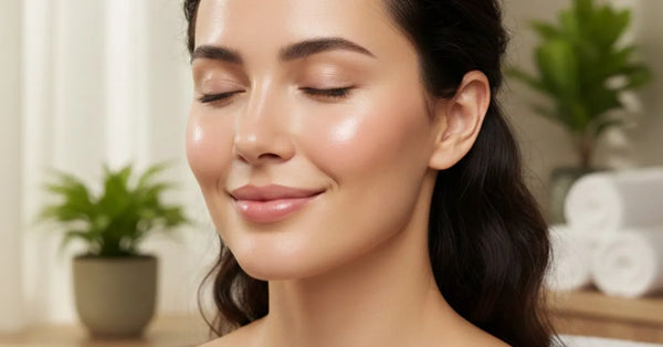 Adult woman using micro-infusion skincare for radiant skin