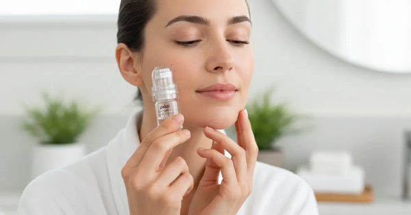 Woman using Petal Micro-Infusion System at home for professional-level skin rejuvenation