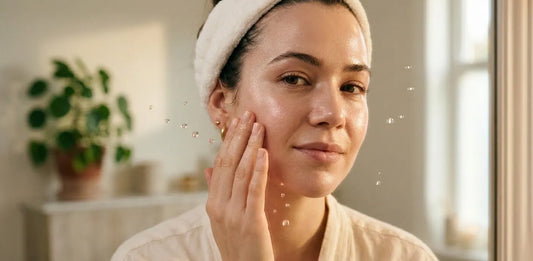 Woman with glowing healthy skin following a skincare routine for long-term skin recovery