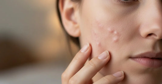 Close-up of facial rolling acne scars, illustrating areas treatable with microneedling