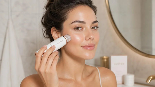 Woman using Petal Micro-Infusion System at home for skin hydration and radiance treatment 2026