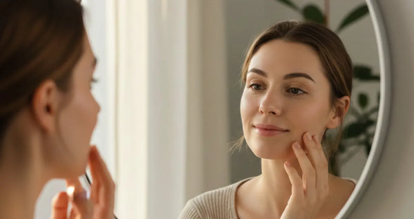 Woman with glowing skin after at-home micro-infusion skincare routine